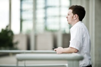 Guy outside thinking photo